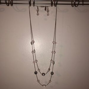 Very Pale Pink & Silver Necklace Set